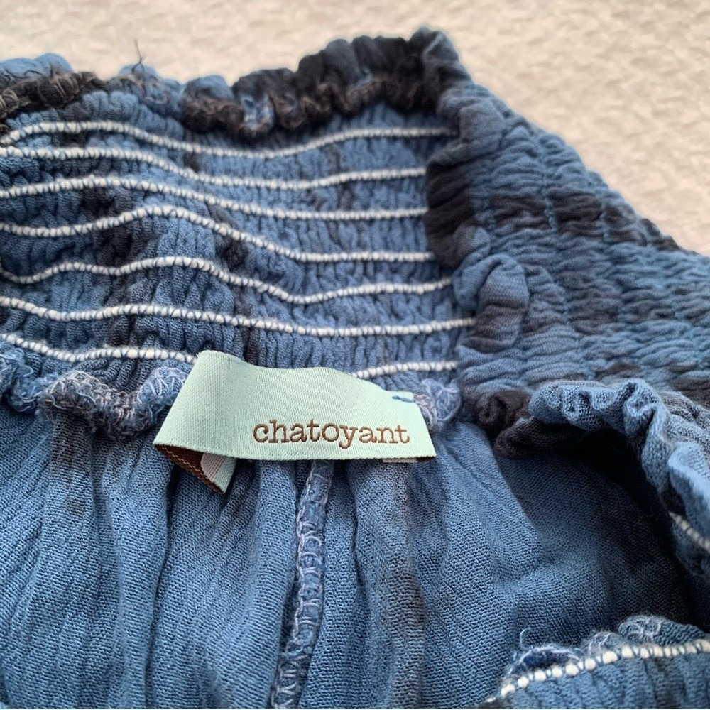 Chatoyant Blue Tie Dye Wide Leg Smocked Waist Pants Womens Medium - Picture 6 of 11